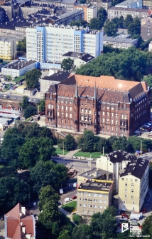 Czerwony Ratusz w Szczecinie, zdjęcie lotnicze ('01?)