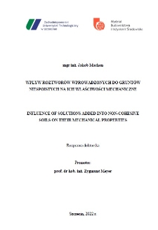 Wpływ roztworów wprowadzonych do gruntów niespoistych na ich właściwości mechaniczne = Influence of solutions added into non-cohesive soils on their mechanical properties : rozprawa doktorska