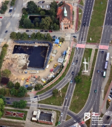 Plac budowy Centrum Dialogu Przełomy, zdjęcie lotnicze, Szczecin '12