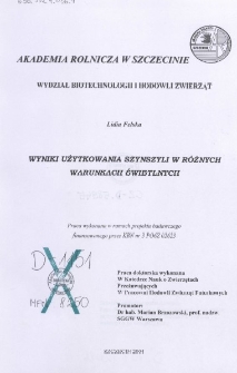 Wyniki użytkowania szynszyli w różnych warunkach świetlnych