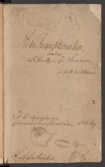 Acta Inquisitionalia contra die Schultzin zu Temnick: in puncto Incantationis