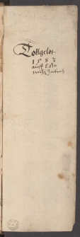 Zollgeldt: 1583 auff Esto mihi gebracht.