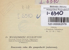 Znaczenie raka dla gospodarki jeziorowej