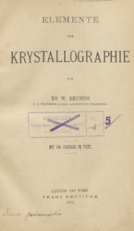 Elemente der Krystallographie