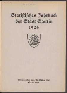 Statistisches Jahrbuch der Stadt Stettin. 1924 wyd. 1925