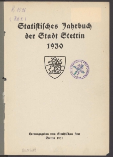 Statistisches Jahrbuch der Stadt Stettin. 1930 wyd. 1931