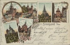 Gruss aus Stargard in Pommern, Marktplatz, Mühlenthor, Johannis Kirche, Pyritzerthor, Marienkirche, Wallthor