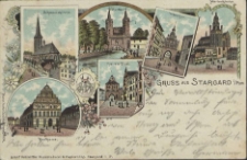 Gruss aus Stargard in Pommern, Johanniskirche, M&uuml;hlenthor, Wallthor, Marienkirche, Rathaus, Pyritzer Thor