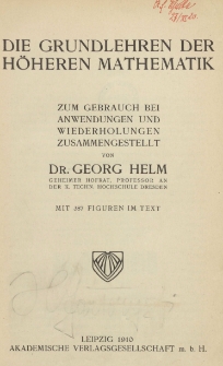 Die Grundlehren der Höheren Mathematik