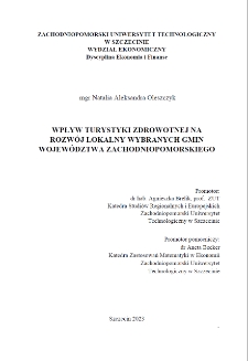 Wpływ turystyki zdrowotnej na rozwój lokalnych wybranych gmin województwa zachodniopomorskiego