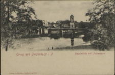 Gruss aus Greifenberg in Pommern, Regabrücke mit Pulverturm