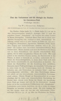 Über das Vorkommen und die Biologie des Huchen im Czeremosz-Fluss