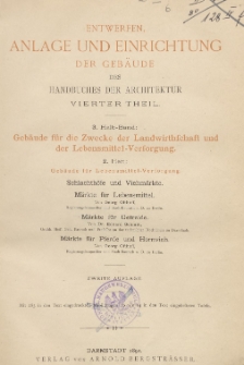 Geb&auml;ude f&uuml;r die Zwecke der Landwirthschaft und der Lebensmittel-Versorgung.