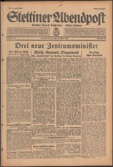 Stettiner Abendpost : Ostsee-Zeitung : Stettiner neueste Nachrichten. 1929 Nr 84