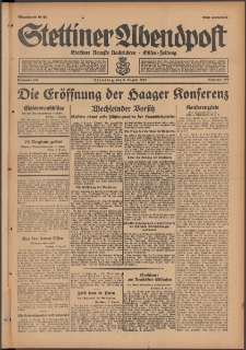 Stettiner Abendpost : Ostsee-Zeitung : Stettiner neueste Nachrichten. 1929 Nr 182