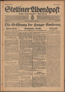 Stettiner Abendpost : Ostsee-Zeitung : Stettiner neueste Nachrichten. 1929 Nr 182