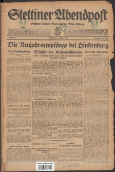 Stettiner Abendpost : Ostsee-Zeitung : Stettiner neueste Nachrichten. 1930 Nr 1