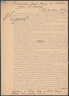 Przemówienie Jerzego Borejszy do Włochów dnia 22 kwietnia 1949 r. : [maszynopis z poprawkami]