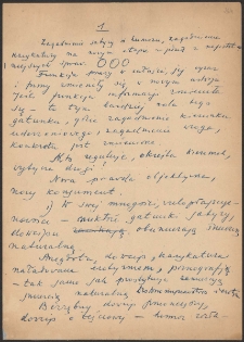 [Rękopiśmienny fragment tesktu "Rola i zadania satyry w dzisiejszym rozowju Polski Ludowej"]