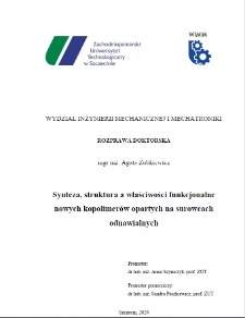 Synteza, struktura a właściwości funkcjonalne nowych kopolimerów opartych na surowcach odnawialnych