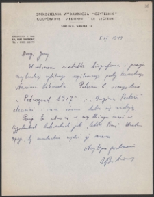 [List pracownicy Spółdzielni Wydawniczej "Czytelnik" do Jerzego Borejszy z 5 grudnia 1949].