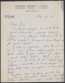 [List pracownicy Spółdzielni Wydawniczej "Czytelnik" do Jerzego Borejszy z 9 grudnia 1949].