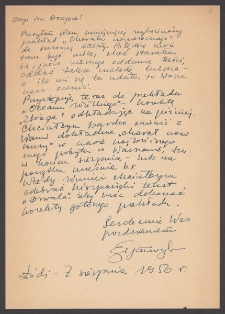 [List E... do Jerzego Borejszy z 7 sierpnia 1950].