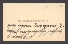 [Wizytówka Stanisława Ehrlicha].