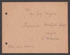 [List L. Kolońskiej do Jerzego Borejszy z 31 marca 1945].