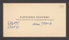 [Wizytówka Aleksandra Krajewskiego].
