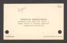 [Wizytówka Henryka Kwiecińskiego].