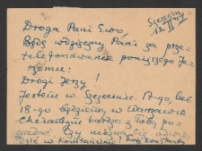 [Karta pocztowa Konstantego Ildefonsa Gałczyńskiego do Jerzego Borejszy z 12 lutego 1949].