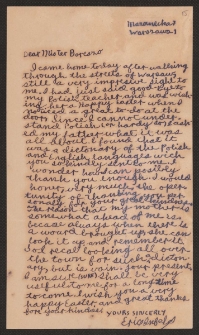 [List Erica Infelda do Jerzego Borejszy].