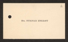 [Wizytówka Stanisława Inglota].