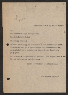 [Kopia listu Jerzego Borejszy do Władysława Jabłońskiego z 13 maja 1948].