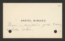 [Wizytówka Anatola Mikułki].