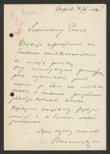[List Zygmunta Muśnickiego do Jerzego Borejszy z 4 marca 1946].