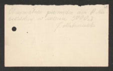 [Notatka J. Matuszewskiego na fragmencie kartki z notesu].