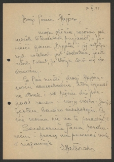 [List Zofii Nałkowskiej do Jerzego Borejszy z 10 marca 1945].