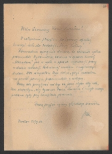 [List osoby anonimowej z dołączonym listem do Redakcji "Nowej Kultury"].
