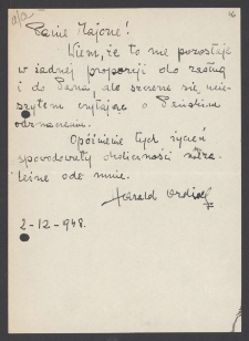 [List Haralda Ordjoelsa do Jerzego Borejszy z 2 grudnia 1948].