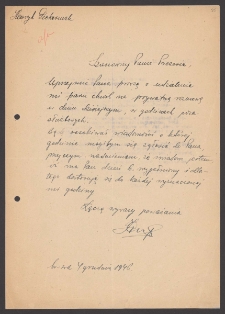 [List Henryka Piekarniaka do Jerzego Borejszy z 4 grudnia 1946].