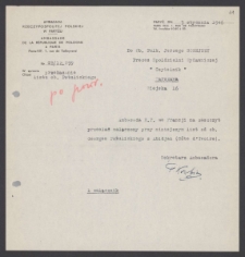 [List sekretarza Ambasady Polskiiej w Paryżu do Jerzego Borejszy z 3 stycznia 1946].