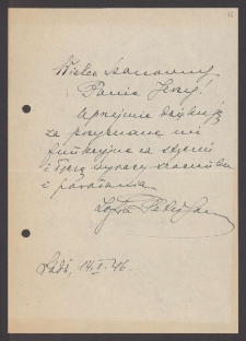 [List Zofii Pe... do Jerzego Borejszy z 14 lutego 1946].