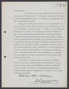 [List Ksawerego Pruszyńskiego do Jerzego Borejszy z 17 marca 1946].