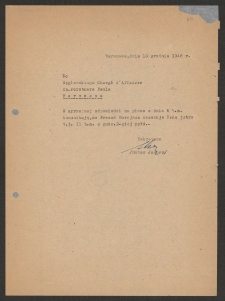 [List Janusza Hutera z upoważnienia Jerzego Borejszy do Paula Forstnera z 10 grudnia 1946].