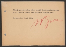 [Notatka Wiktora Grosza z 3 maja 1948].