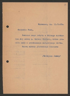 [List Jerzego Borejszy do Anny Gembali z 11 lipca 1947].