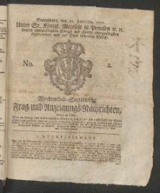 Wochentlich-Stettinische Frag- und Anzeigungs-Nachrichten. 1772 No. 2