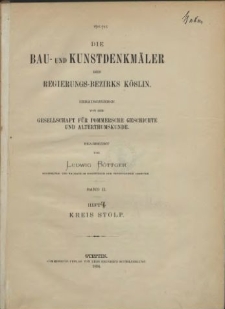 Die Bau- und Kunstdenkmäler der Provinz Pommern.T,3, Bd. 2, H. 4, Kreis Stolp